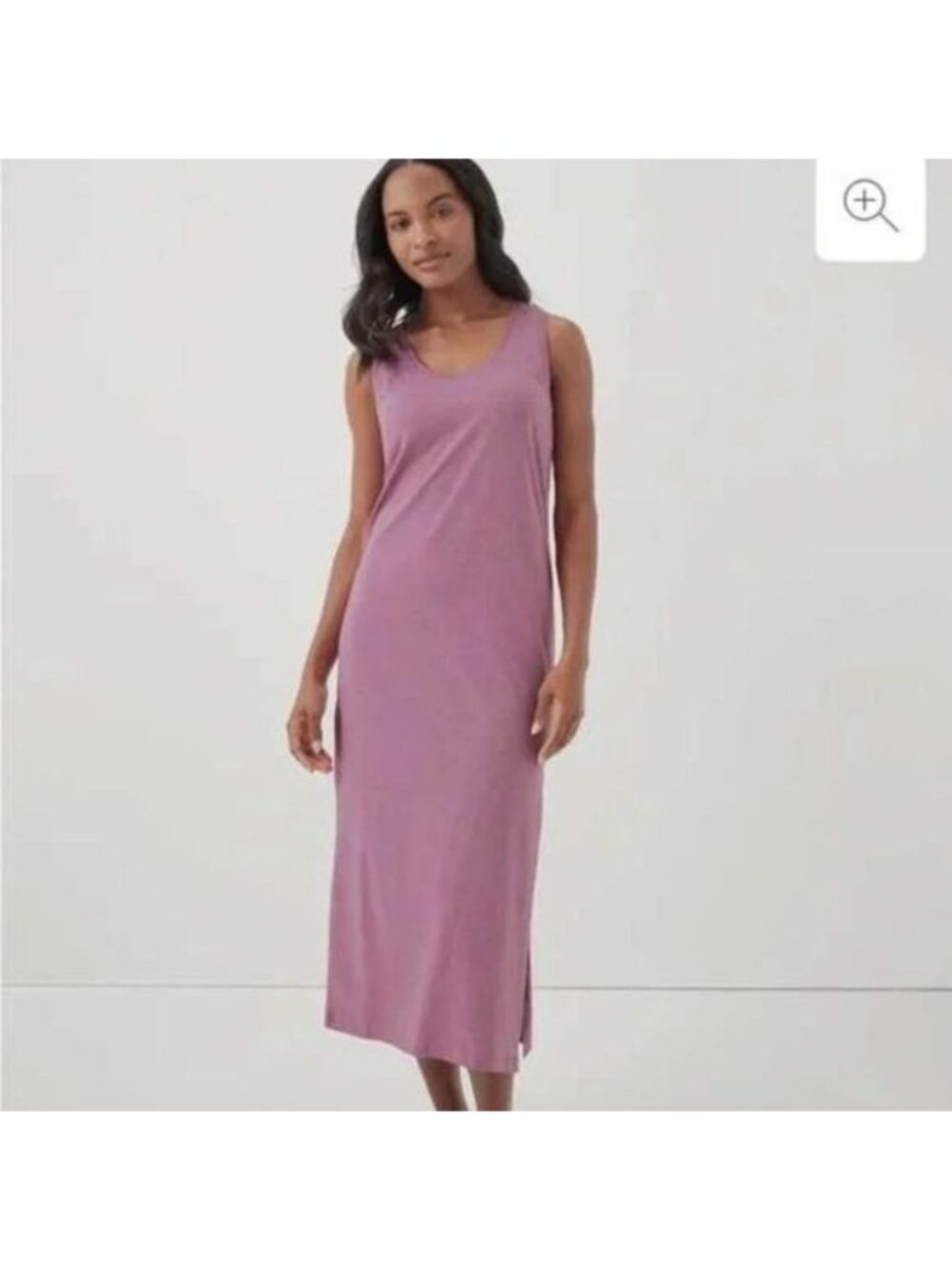Pact Clothing Women M Tank Midi Dress Pink Purple Sleeveless Side Slit Stretch - Picture 1 of 9